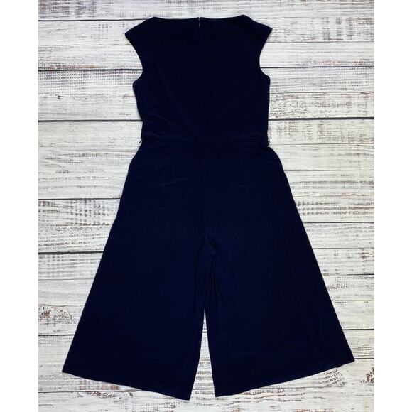 RALPH‎ LAUREN BLUE CAP SLEEVE ONE PIECE PANT JUMPSUIT CULOTTE CROP SZ 2 - Picture 7 of 7